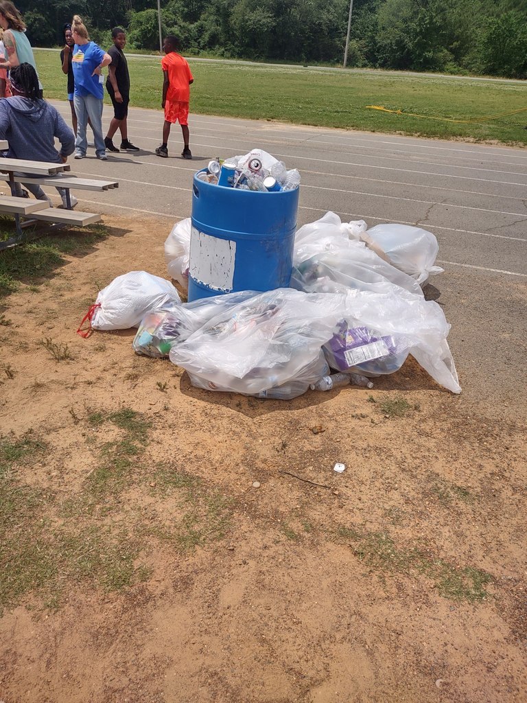Bags of trash collected