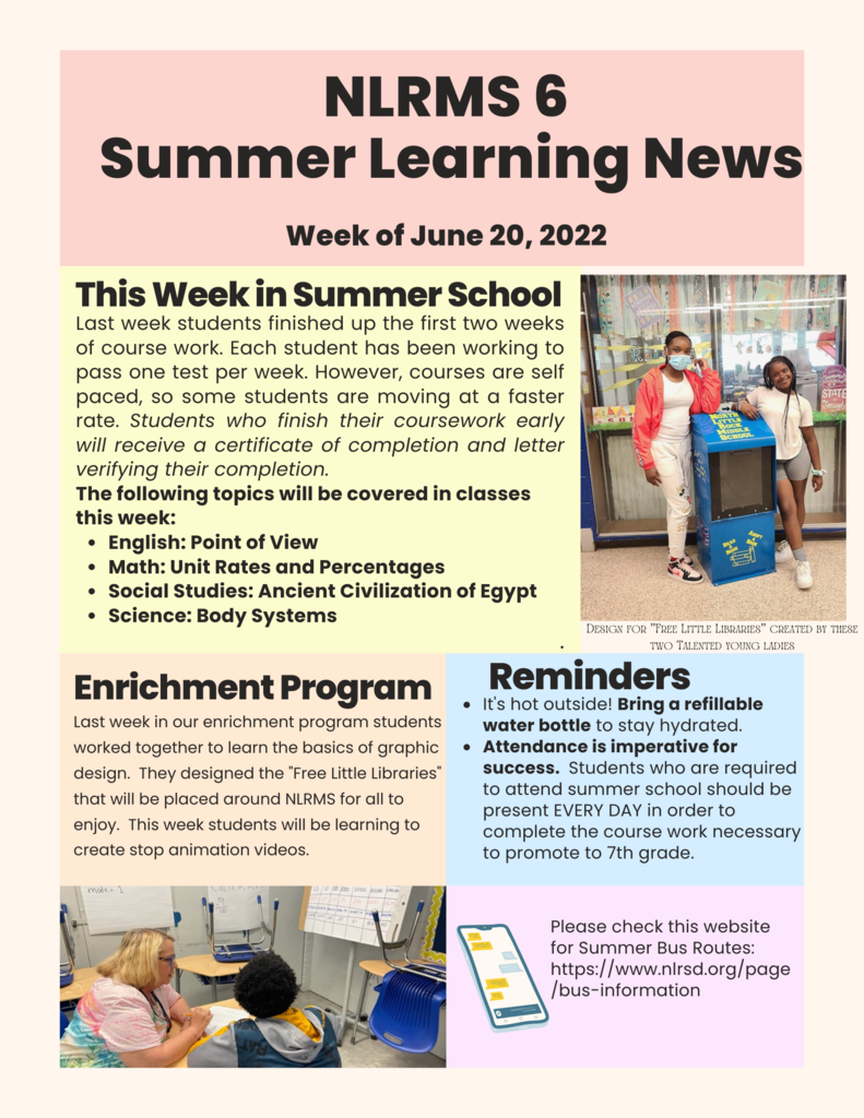 NLRMS 6 Summer Learning Newsletter